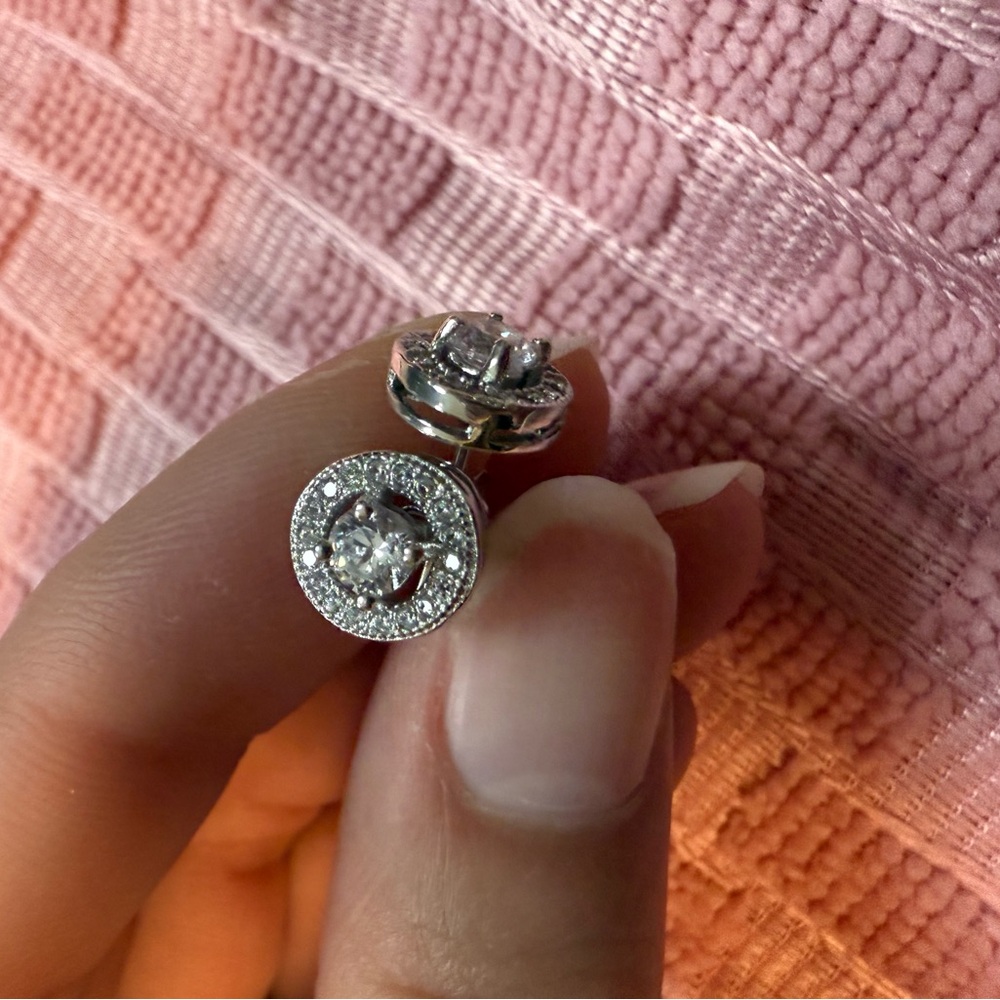 Solid 925 Sterling Silver Dazzling White Cubic Zi… - image 1